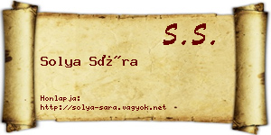 Solya Sára névjegykártya